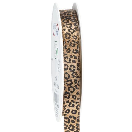 Band Leopard Print Seidenband Braun Schwarz 15mm 18m