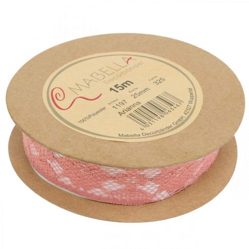 Artikel Spitzenband Altrosa, Schmuckband, Vintage-Deko, Dekoband, Hochzeitsdeko B25mm L15m