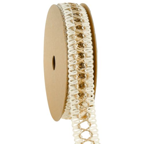 Juteband Dekoband mit Schlaufen Creme Natur 25mm 10m