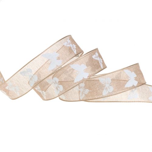 Floristik24 Organzaband Schmetterling Braun 15mm 20m