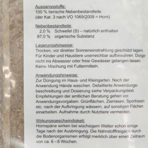 Artikel Beckmann Hornspäne 500g Stickstoffdünger