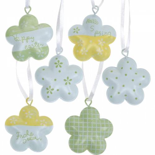 Floristik24 Blume zum Hängen Metall Ø4cm Dekohänger Osterdeko Frühlingsdeko 12 St