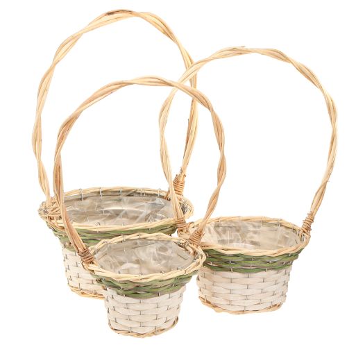 Blumenkorb Henkel Natur Grün Grau Weiß Ø18–26cm Set 3St