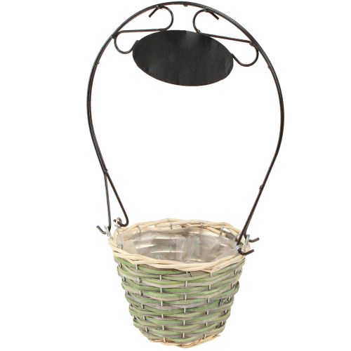 Artikel Blumenkorb Henkel mit Schild Metall Ø23/20/17cm Set 3St