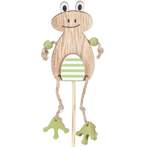 Blumenstecker Holz Frosch Ei Natur Grün 3,5x7cm 12 St