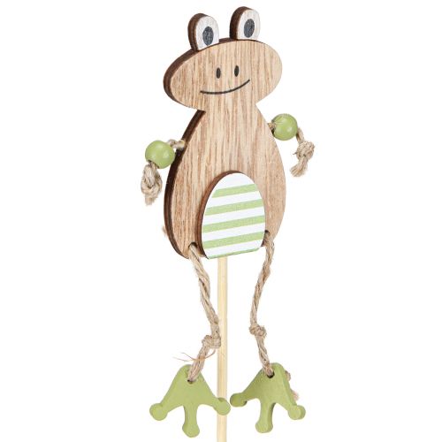 Artikel Blumenstecker Holz Frosch Ei Natur Grün 3,5x7cm 12 St