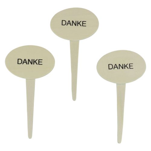 Artikel Blumenstecker Danke Dekostecker Holz Natur Oval 6x4cm 18 St