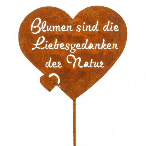 Blumenstecker Herz mit Spruch Rost Metall Gartendeko 10cm 6 St