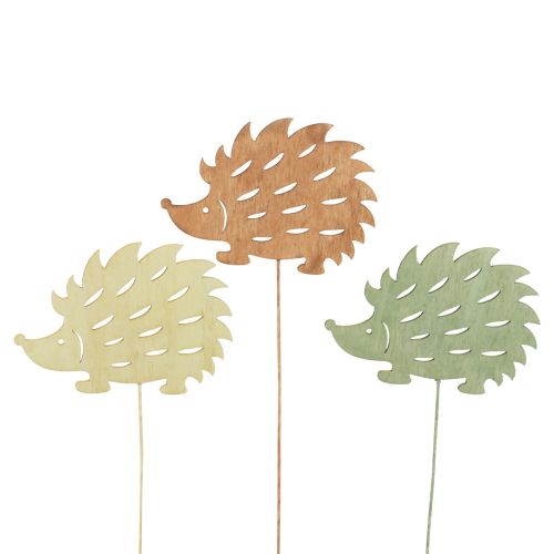 Blumenstecker Holz Dekostecker Igel Deko Farbig 10x7cm 18 St