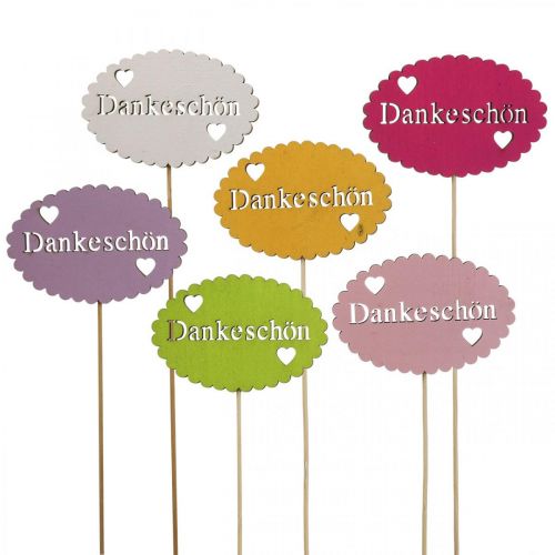 Artikel Blumenstecker Schriftzug, Strauß Deko Dankeschön 9cm 18 St