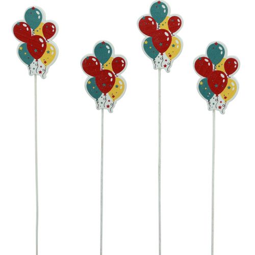 Floristik24 Blumenstecker Strauß Deko Kuchentopper Luftballons Bunt 26cm 15 St