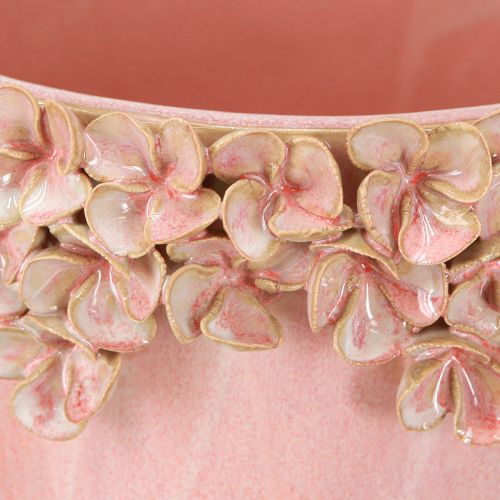Artikel Blumentopf Keramik mit Blütenrand Rosa Ø19cm H16,5cm