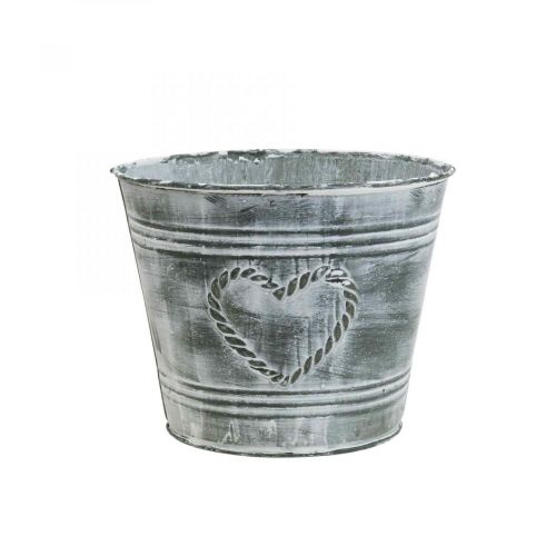 Blumentopf Shabby Chic Übertopf Metall Herz Ø17cm H13,5cm