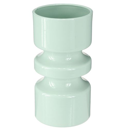 Artikel Blumenvase Metall in Mint Grün Emaille Ø9cm H17,5cm