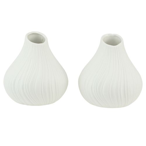 Blumenvase Keramik Zwiebelform Weiß Ø13cm H13,5cm 2St