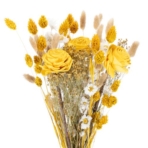 Trockenblumenstrauß mit Rosen aus Sola Holz Eleganter Blumenstrauß für natürliche Dekoration im Zuhause 50cm