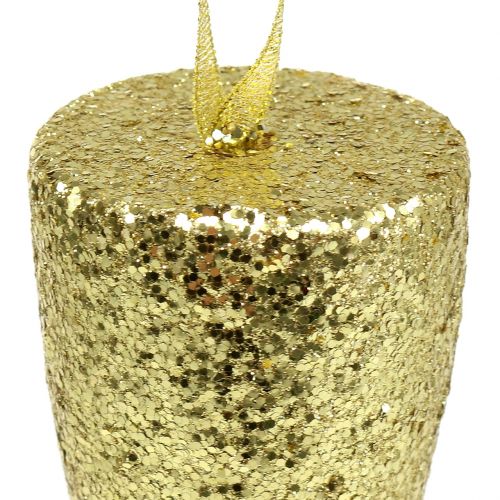 Artikel Aufhänger Champagnerglas Hellgold Silvester Deko 15cm 3St