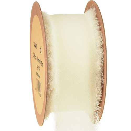 Artikel Chiffonband Creme Stoffband Band mit Fransen 40mm 15m