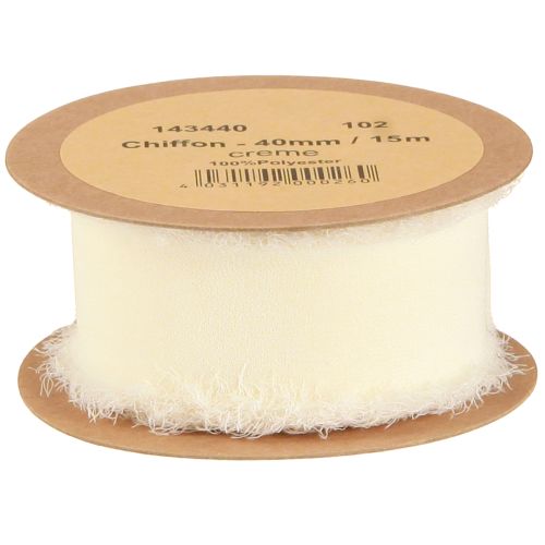 Artikel Chiffonband Creme Stoffband Band mit Fransen 40mm 15m