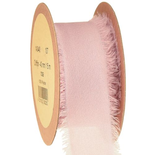 Chiffonband Rosa Stoffband Band mit Fransen 40mm 15m