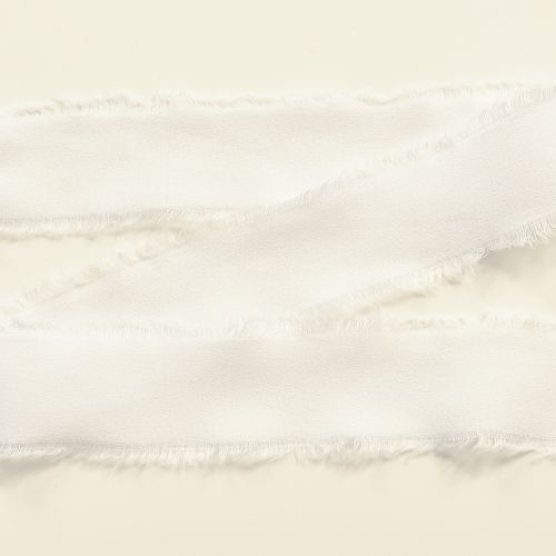 Artikel Chiffonband Weiß Stoffband Band mit Fransen 40mm 15m