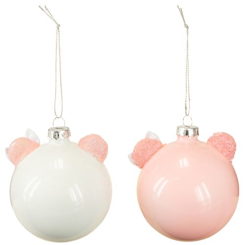 Artikel Christbaumkugel Schwein Rosa Weiß Glaskugel Ø8cm 2St