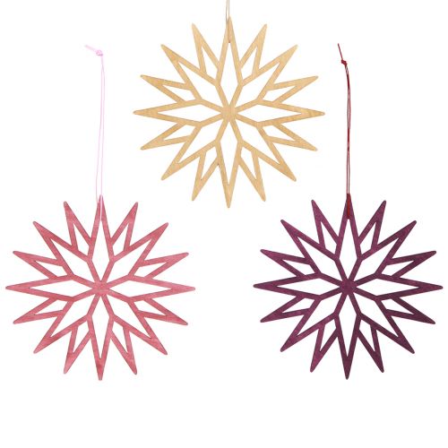 Floristik24 Christbaumschmuck Schneeflocken Holz Deko Berry 15cm 8 St