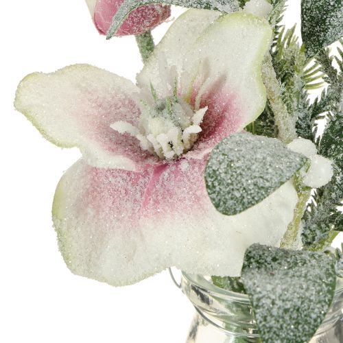 Artikel Christrose künstlich im Glas Kunstblumen zum Hängen H22cm