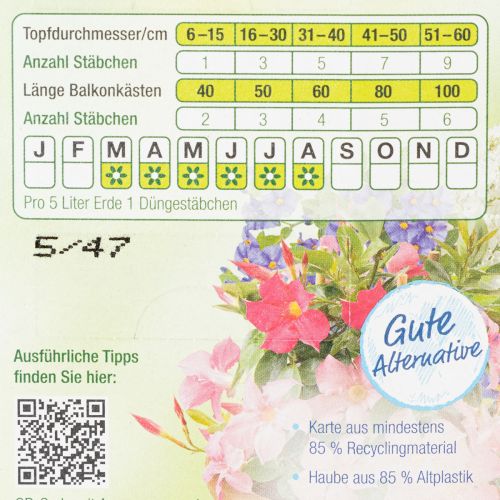 Artikel Chrysal Düngestäbchen für Kübelpflanzen Perfekte Nährstoffversorgung Grünpflanzen 20St