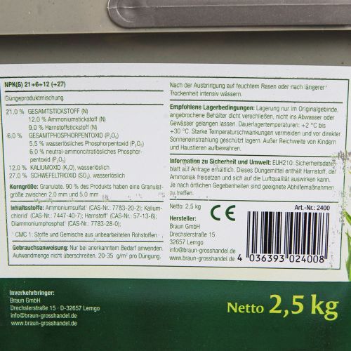 Artikel Chrysal Rasendünger 2,5kg