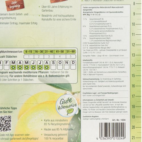 Artikel Chrysal Düngestäbchen Zitruspflanzen & Mediterrane Pflanzen 20 St