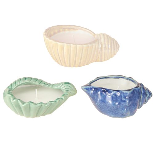 Artikel Citronella Kerze Muschel Keramik Outdoor Kerze 14cm 3St