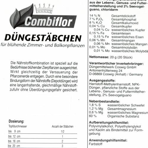 Artikel Combiflor Düngestäbchen für Blühpflanzen 20 St