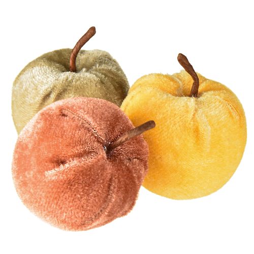 Floristik24 Deko Äpfel Stoff Apfel Samt Braun Gelb Ø5cm H6cm 12 St
