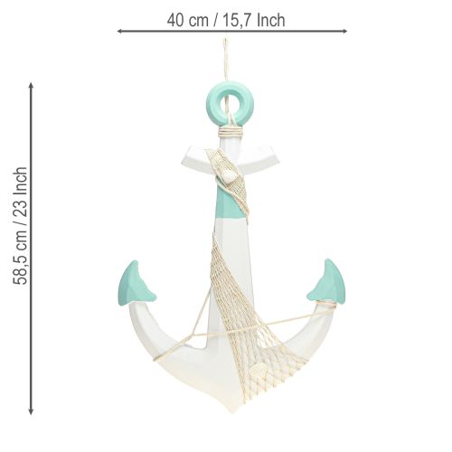 Artikel Deko Anker Weiß Blau Maritime Deko zum Hängen H58,5cm