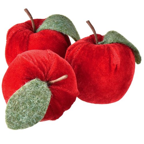 Artikel Deko Apfel Stoff mit Blatt Samt & Filz Rot Ø7,5cm H9cm 9 St