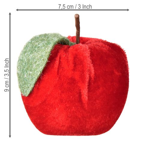 Artikel Deko Apfel Stoff mit Blatt Samt & Filz Rot Ø7,5cm H9cm 9 St