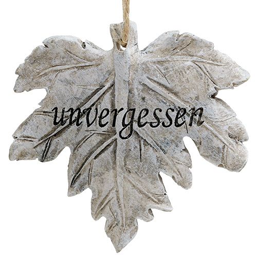 Artikel Deko Blatt Grau 8cm mit Spruch 6 St