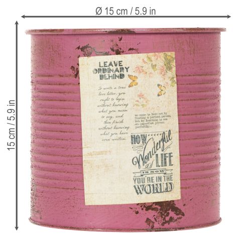 Deko-Dose Lila Metall Blechbüchse zum Bepflanzen Ø15,5cm H15cm | Floristik24.de