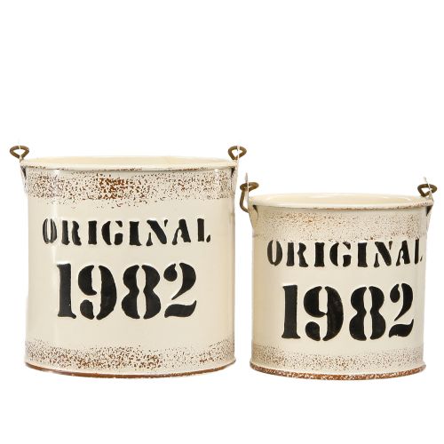 Artikel Deko Eimer Henkel „Original 1982“ Creme Ø12/10cm 2×2er-Set