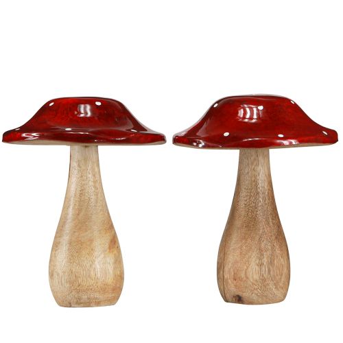 Artikel Deko Fliegenpilz Tischdeko Herbst Holz Pilz Ø13cm H16cm 2St
