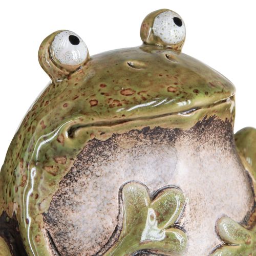 Artikel Deko Frosch Keramik Grün Braun Vintage L15,5cm 2 St