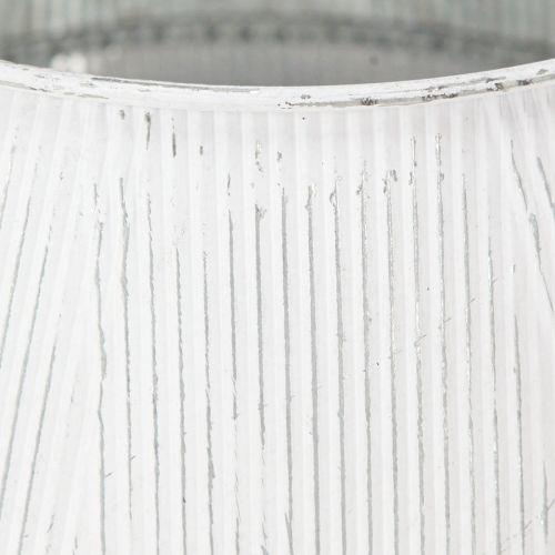 Artikel Deko Gießkanne Weiß Metall Vintage Rillen Dekor Ø25cm