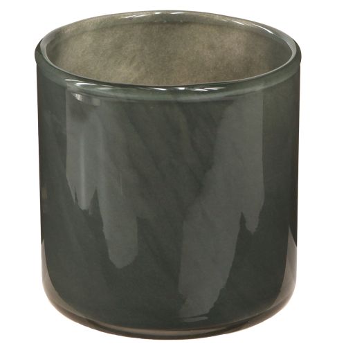 Artikel Deko Glas Übertopf in Grün Hellgrau Grau H10cm 3 St