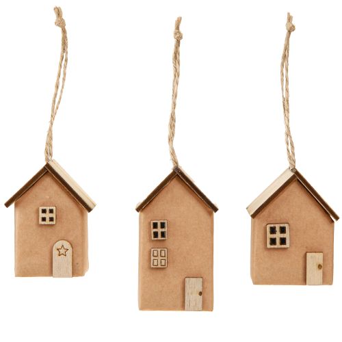 Artikel Deko Häuschen Christbaumschmuck Rotbraun Natur 6cm 9 St