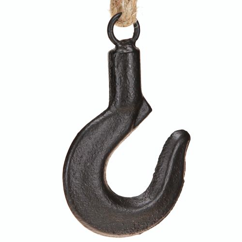 Artikel Deko Haken Metall Schwarz Haken mit Jutekordel H54cm