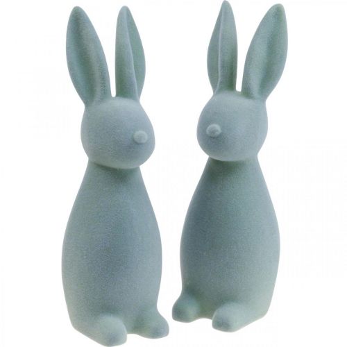 Deko Hase Deko-Osterhase Beflockt – 2. Wahl – Graugrün H29,5cm 2 St