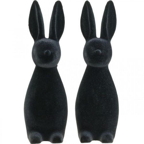 Artikel Deko Hase Schwarz Deko-Osterhase Beflockt H29,5cm 2 St