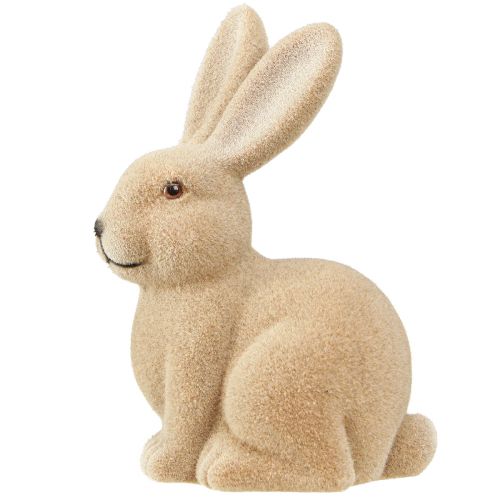 Artikel Deko Hase Sitzend Osterhase in Braun – 2. Wahl – Beflockt H22cm