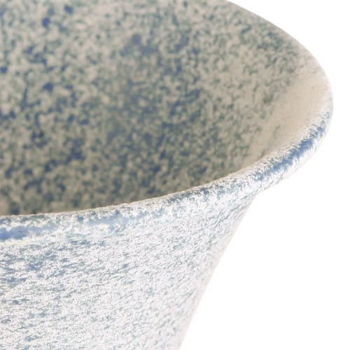 Artikel Deko Kelch Metall Antik in Weiß Blau Ø11cm H17,5cm